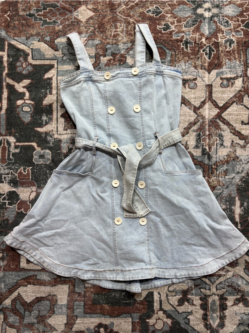 Light Blue Denim Mini Dress with Belt